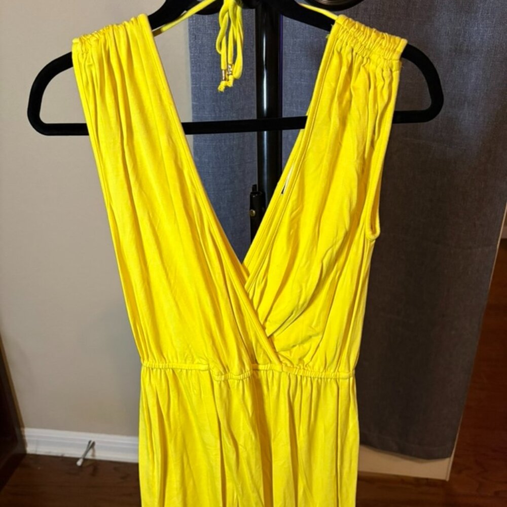 Trina Turk sleeveless yellow dress with a V-neck and elasticated waist